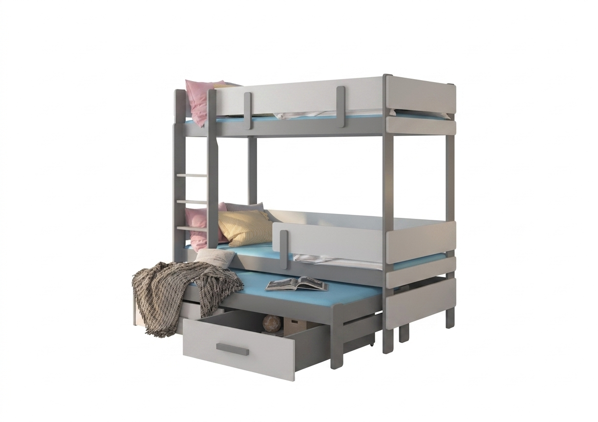 Levně Patrová postel třímístná s matracemi Etapo 180 cm - ADRK FURNITURE