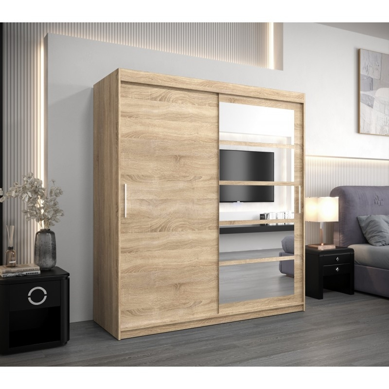 Levně Šatní skříň s posuvnými dveřmi se zrcadlem Roma 1 180 cm - Abiks Meble