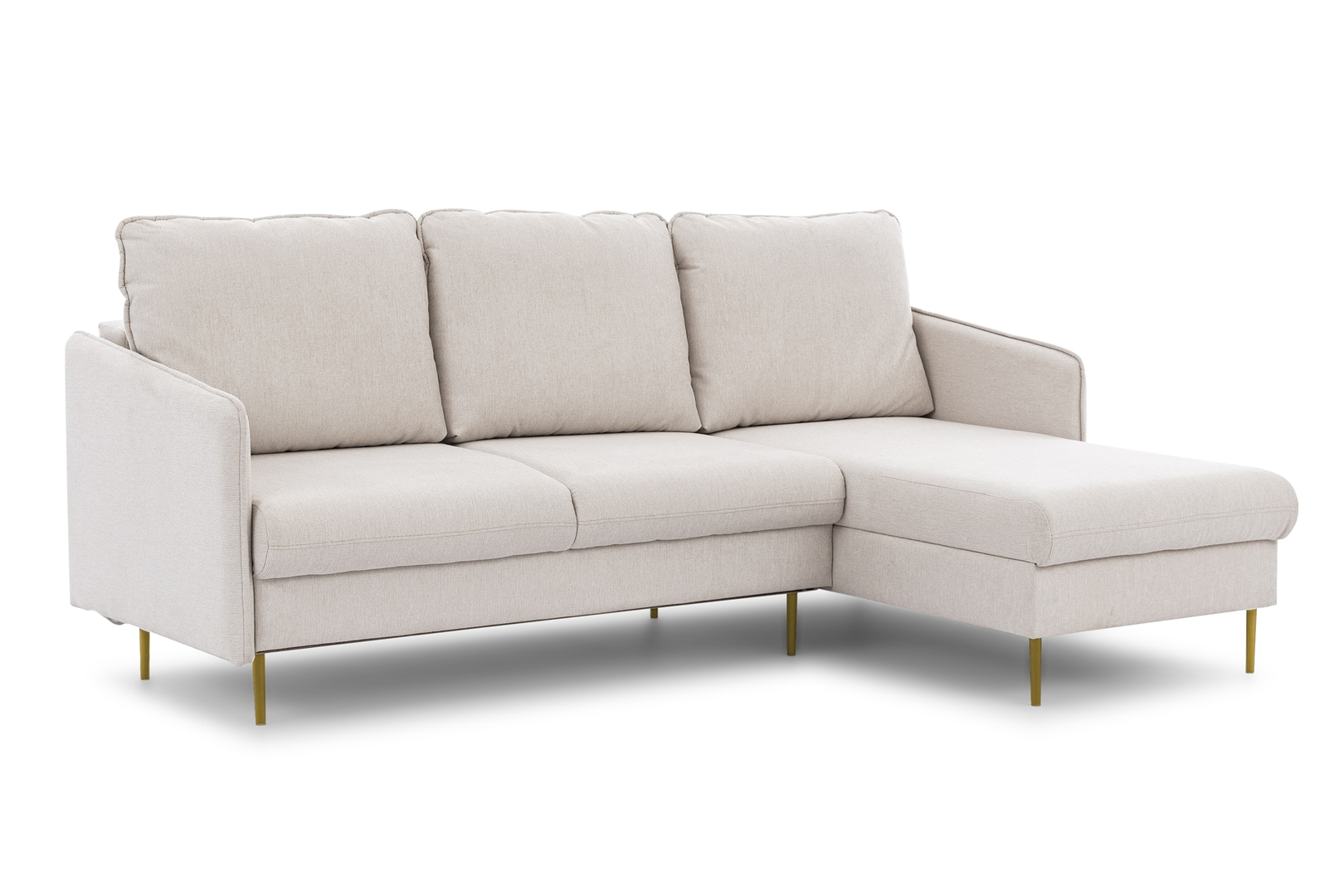 Levně Rozkládací rohová pohovka Taila Mini pravostranná se zlatými nožkami - Meble Bogart