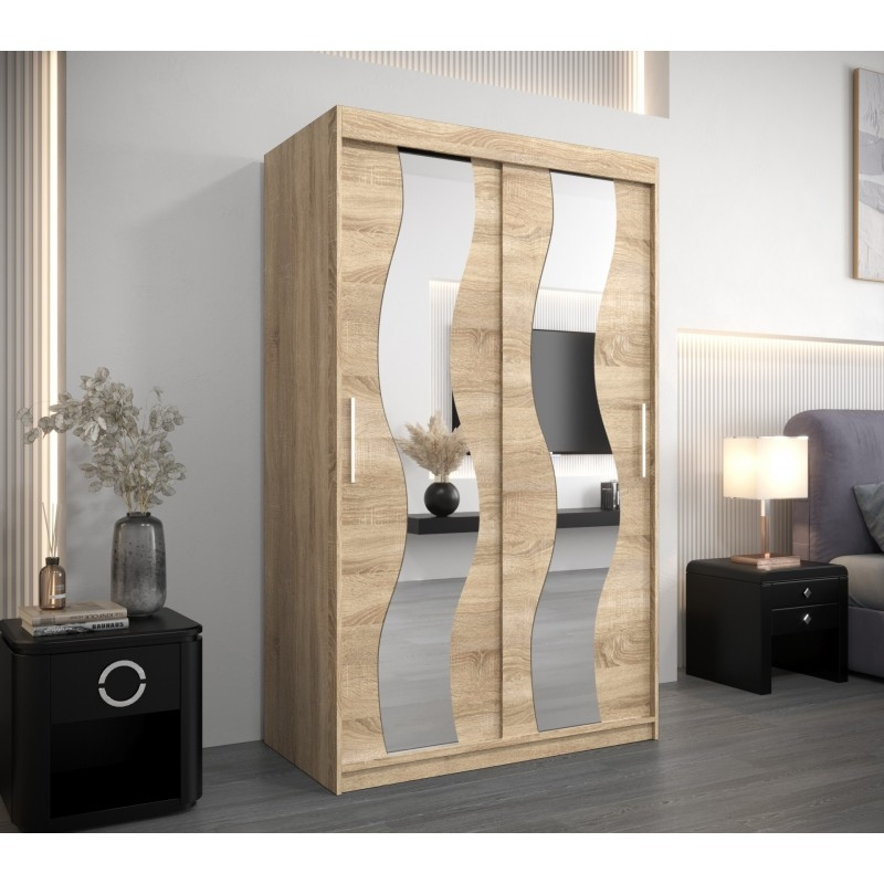 Levně Šatní skříň s posuvnými dveřmi se zrcadlem Sewilla 120 cm - Abiks Meble