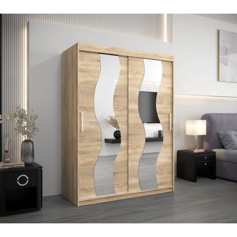 Levně Šatní skříň s posuvnými dveřmi se zrcadlem Sewilla 150 cm - Abiks Meble