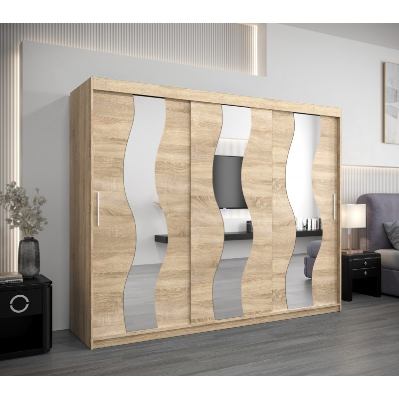 Levně Šatní skříň s posuvnými dveřmi se zrcadlem Sewilla 250 cm - Abiks Meble