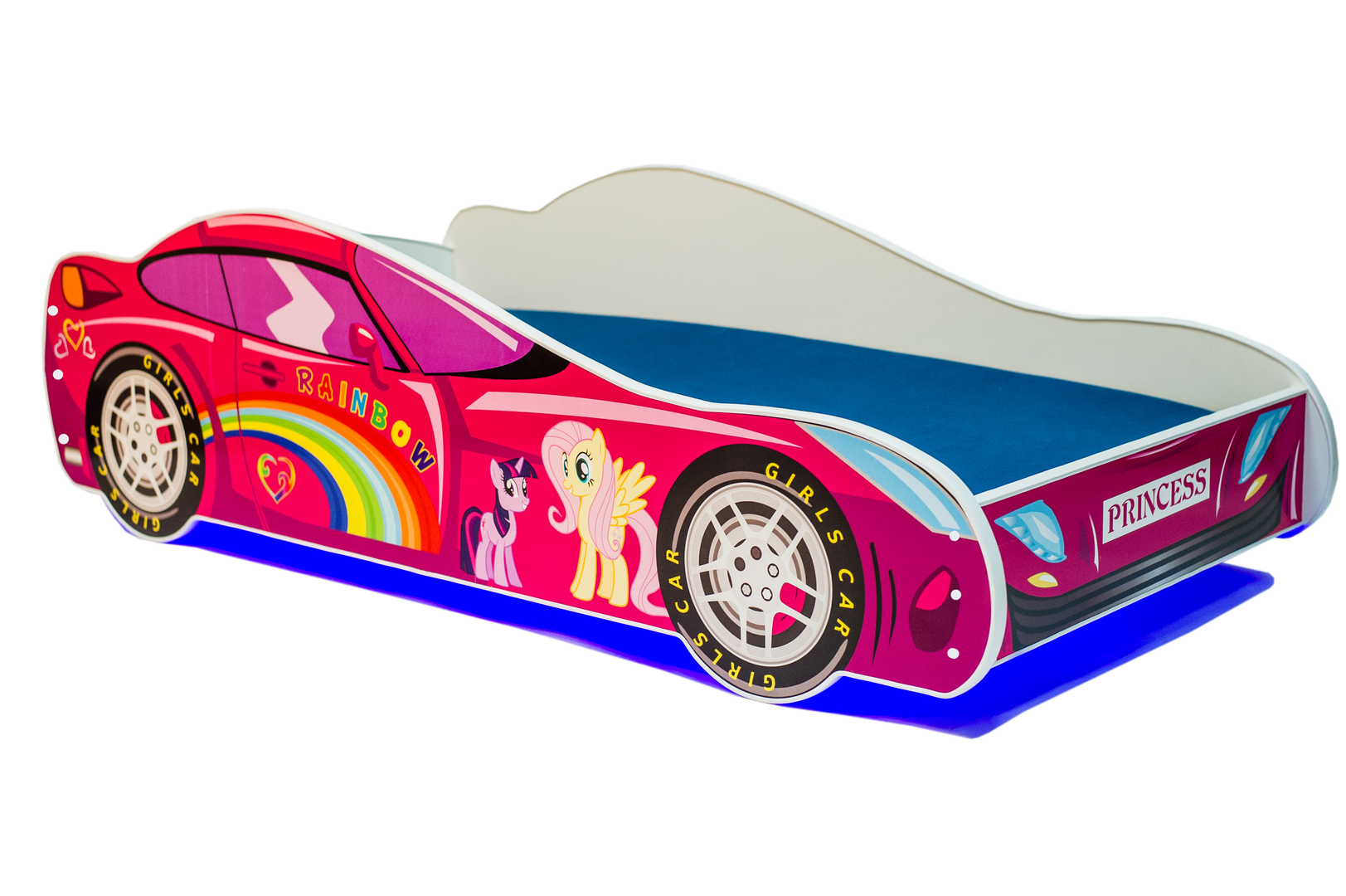 Levně Postel s matrací a osvětlením Car Pink 160 - ADRK FURNITURE