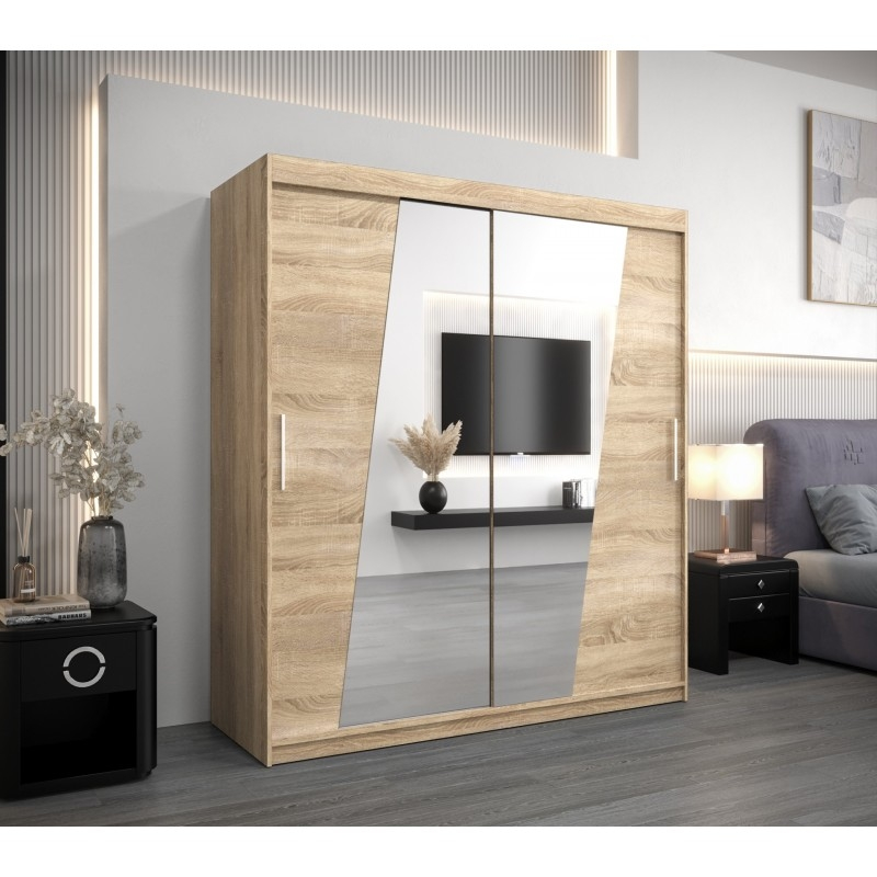 Levně Šatní skříň s posuvnými dveřmi se zrcadlem Rhomb 180 cm - Abiks Meble