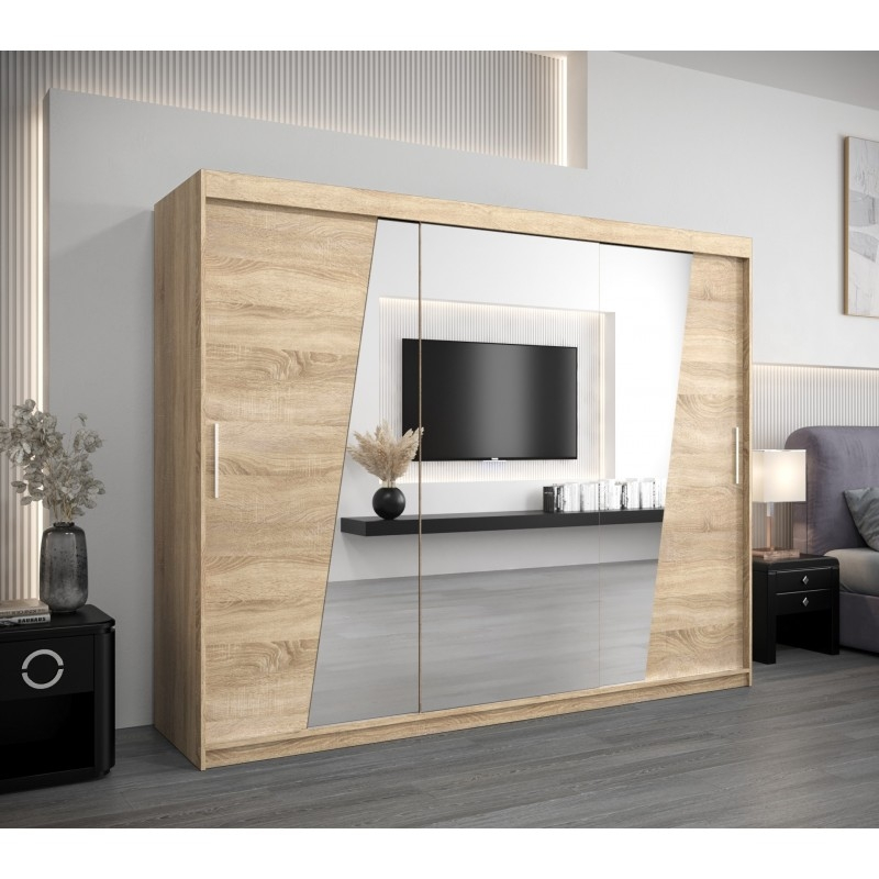 Levně Šatní skříň s posuvnými dveřmi se zrcadlem Rhomb 250 cm - Abiks Meble