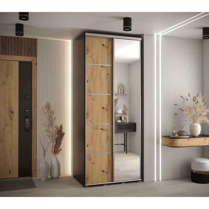

Skříň s posuvnými dveřmi a zrcadlem Davos 5 100, hloubka 60 cm - Abiks Meble