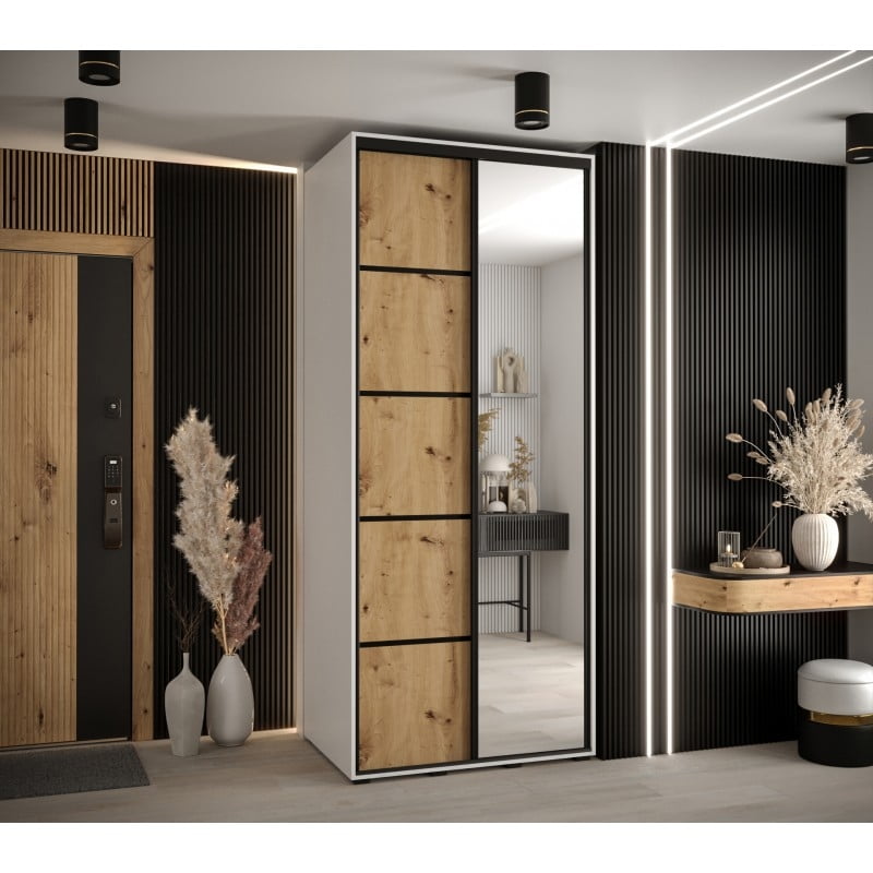 

Skříň s posuvnými dveřmi a zrcadlem Davos 5 100, hloubka 60 cm - Abiks Meble