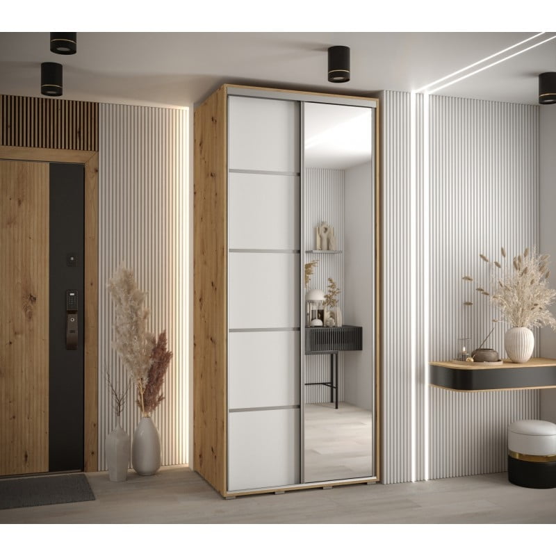 

Skříň s posuvnými dveřmi a zrcadlem Davos 5 100, hloubka 60 cm - Abiks Meble
