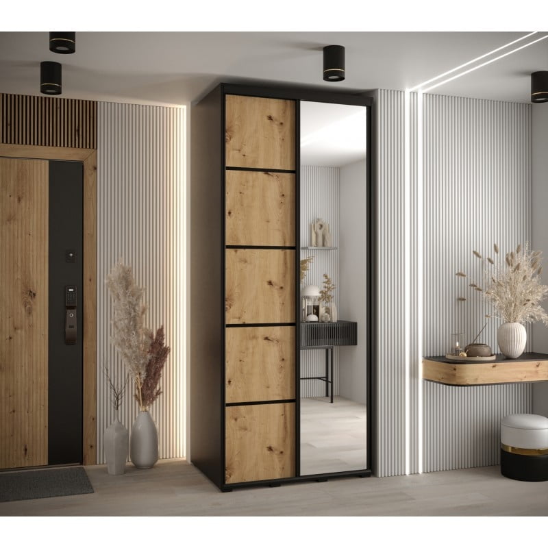 

Skříň s posuvnými dveřmi a zrcadlem Davos 5 100, hloubka 60 cm - Abiks Meble