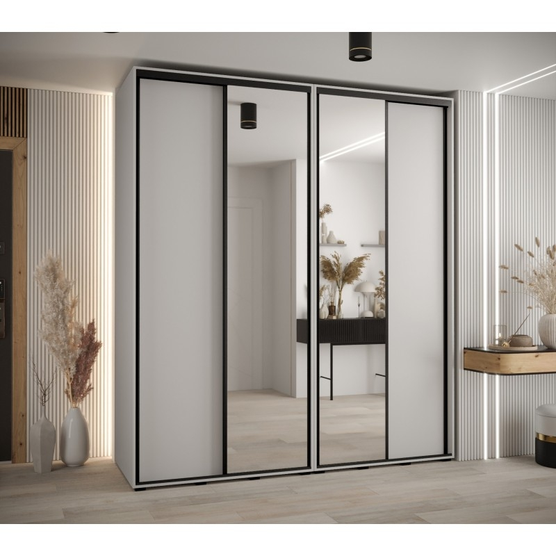 Levně Vysoká šatní skříň s posuvnými dveřmi Davos 3 210, hloubka 60 cm, výška 235,2 cm - Abiks Meble