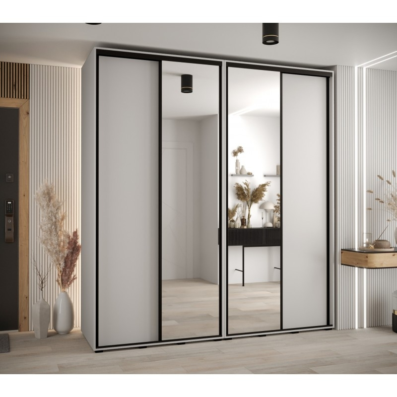 Levně Vysoká šatní skříň s posuvnými dveřmi a zrcadlem Davos 3 220, hloubka 60 cm, výška 235,2 cm - Abiks Meble