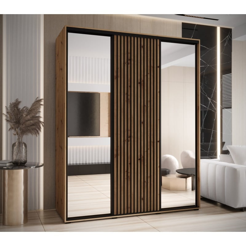 Levně Šatní skříň s posuvnými dveřmi a zrcadlem Lanko 2 190, hloubka 60 cm - Abiks Meble