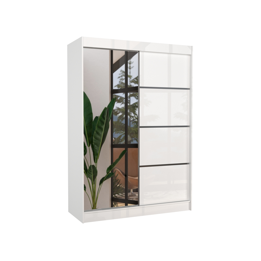 Levně Šatní skříň s posuvnými dveřmi se zrcadlem Gilton 150 cm - ADRK FURNITURE