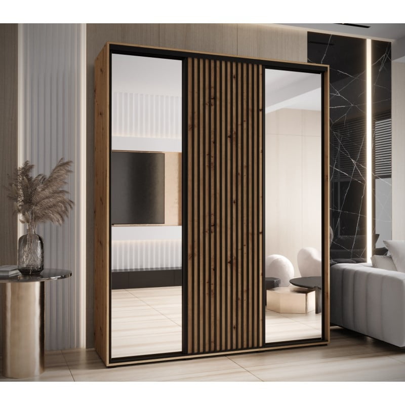 Šatní skříň s posuvnými dveřmi a zrcadlem Lanko 2 200, hloubka 60 cm - Abiks Meble