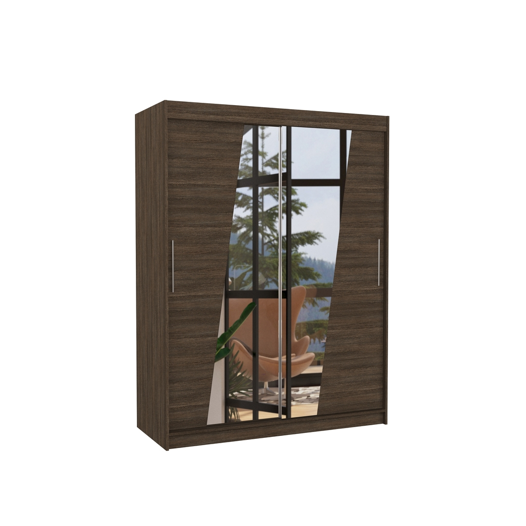 Levně Šatní skříň s posuvnými dveřmi se zrcadlem Bolton 150 cm - ADRK FURNITURE