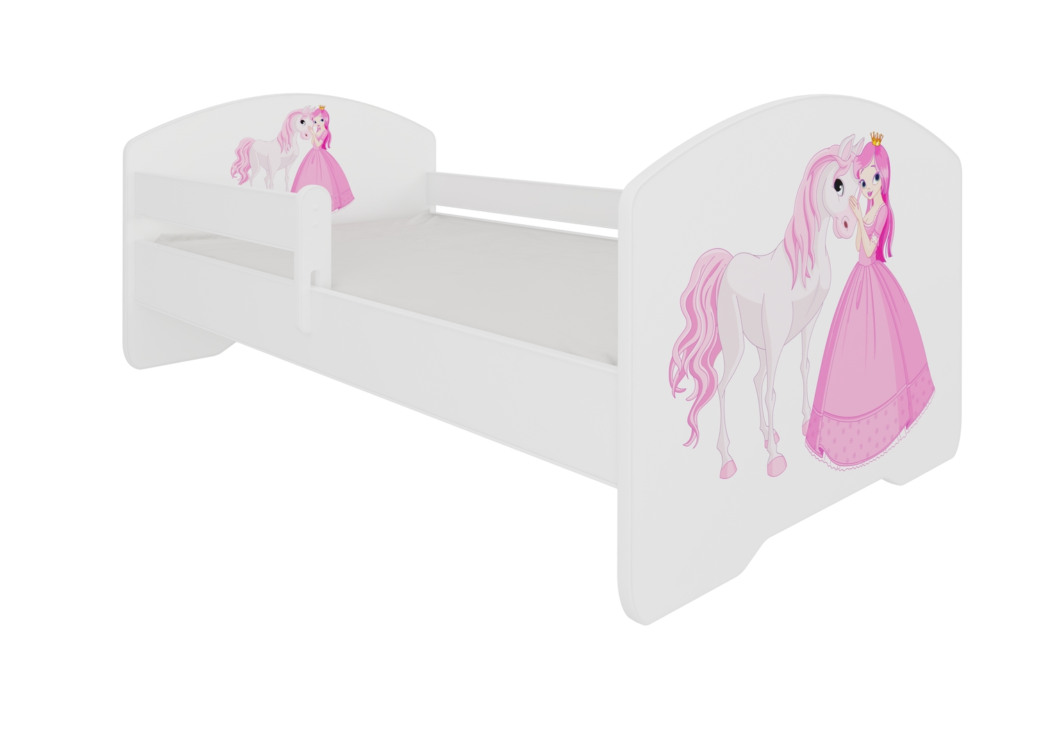 Levně Postel s matrací a zábranou Pepe Princess And Horse 140 cm - ADRK FURNITURE
