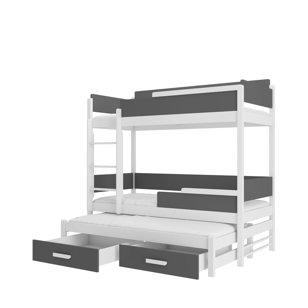 Levně Patrová postel třímístná s matracemi Queen 180 cm - ADRK FURNITURE