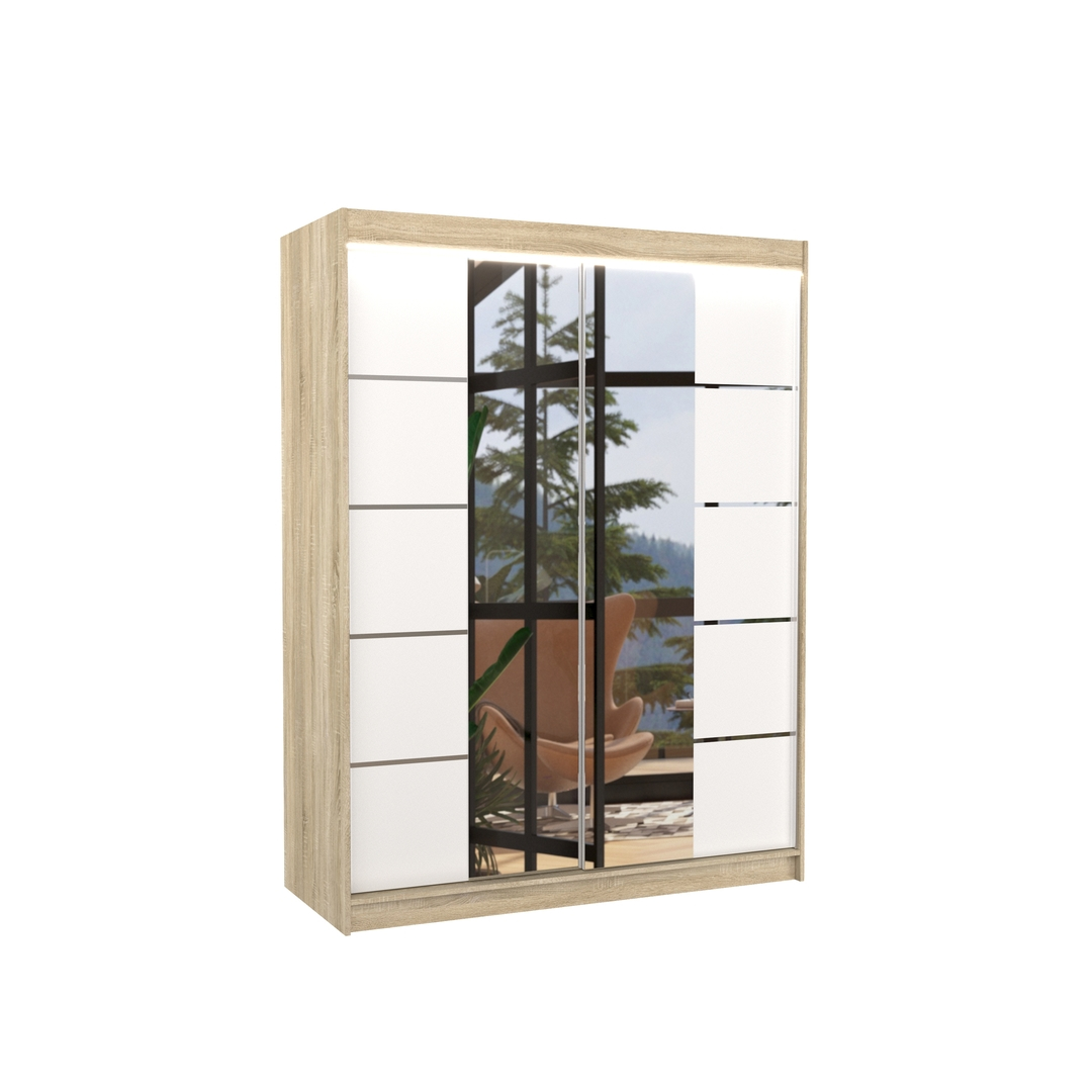 Levně Šatní skříň s osvětlením Nordic 150 cm - ADRK FURNITURE