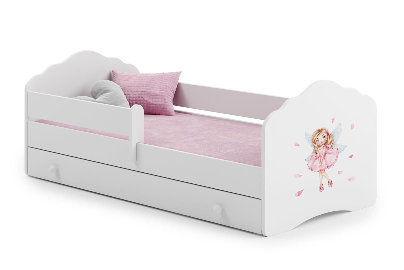 Levně Postel s matrací, zábranou a zásuvkou Casimo Girl With Wing 160 cm - ADRK FURNITURE
