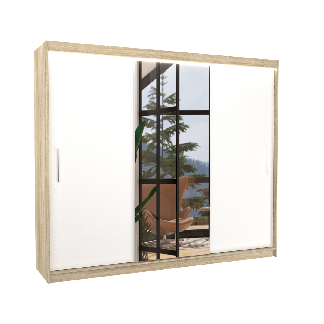 Levně Skříň s osvětlením Denis 250 cm - ADRK FURNITURE