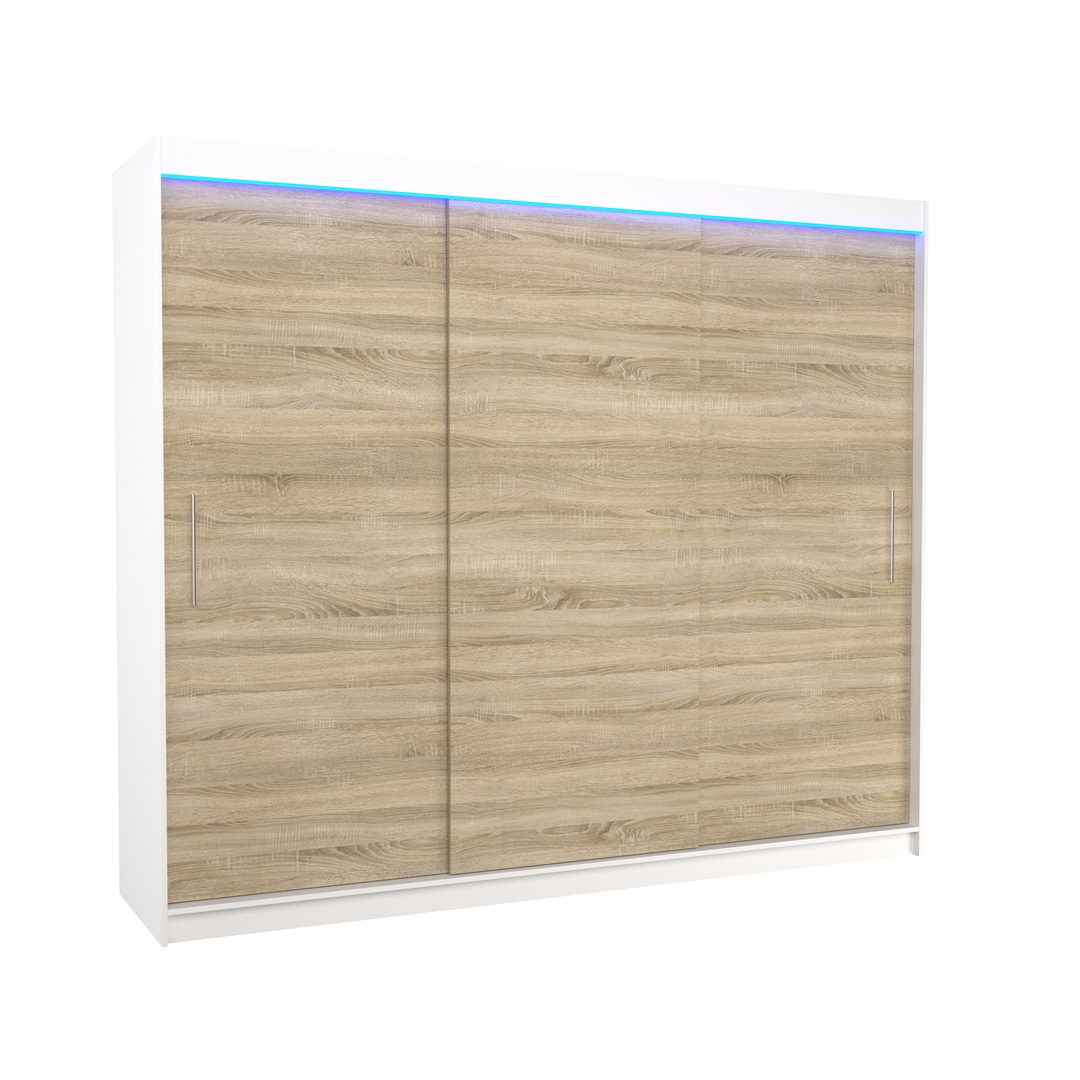 Levně Šatní skříň s posuvnými dveřmi s LED osvětlením Antos 250 - ADRK FURNITURE
