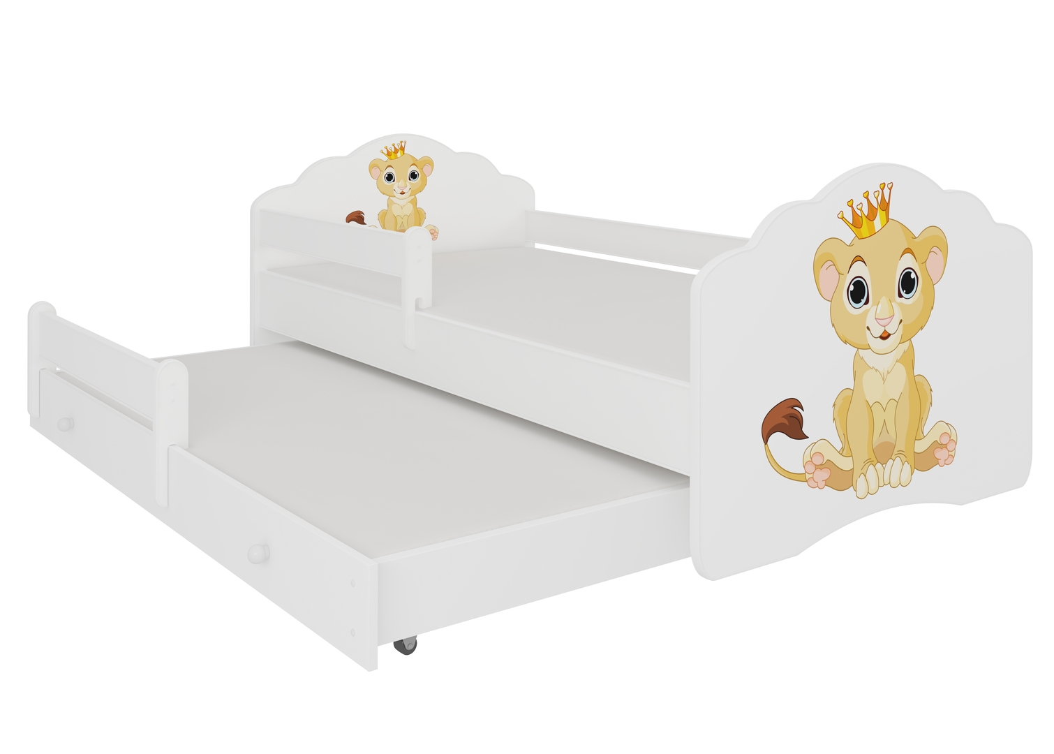 Levně Dvojlůžko se zábrankou a matracemi Casimo Lion II 160 cm - ADRK FURNITURE
