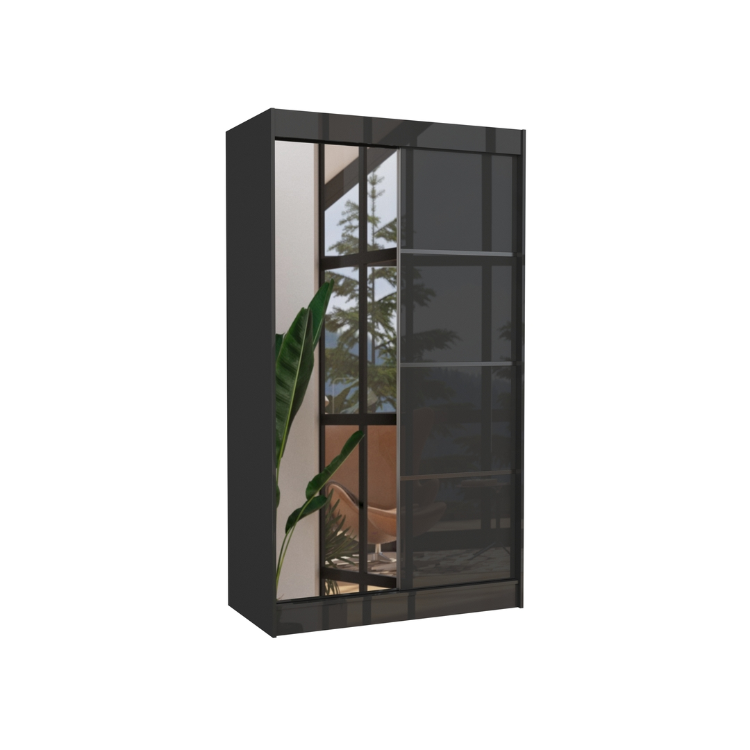 Levně Šatní skříň s posuvnými dveřmi se zrcadlem Gilton 120 cm - ADRK FURNITURE