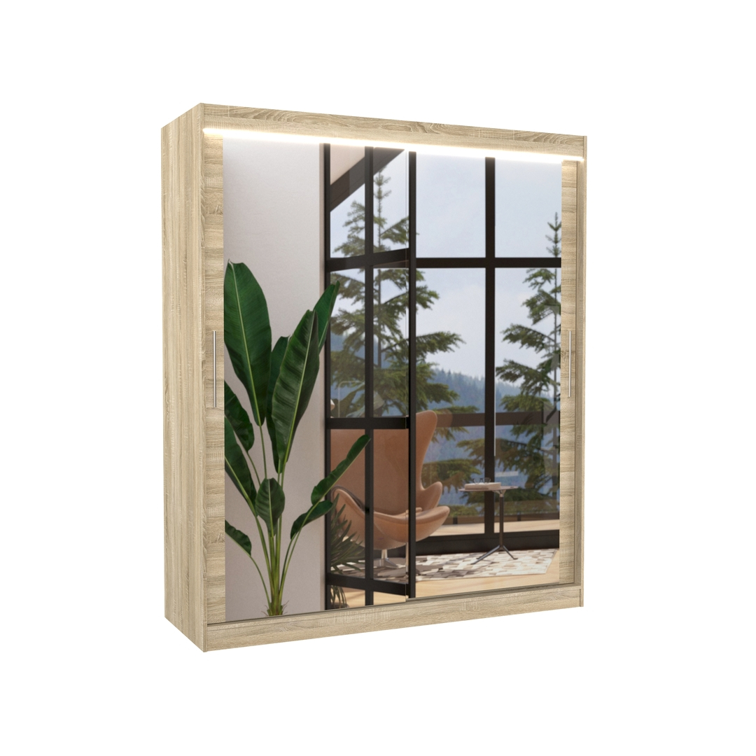 Levně Šatní skříň Ettore 180 s osvětlením - ADRK FURNITURE