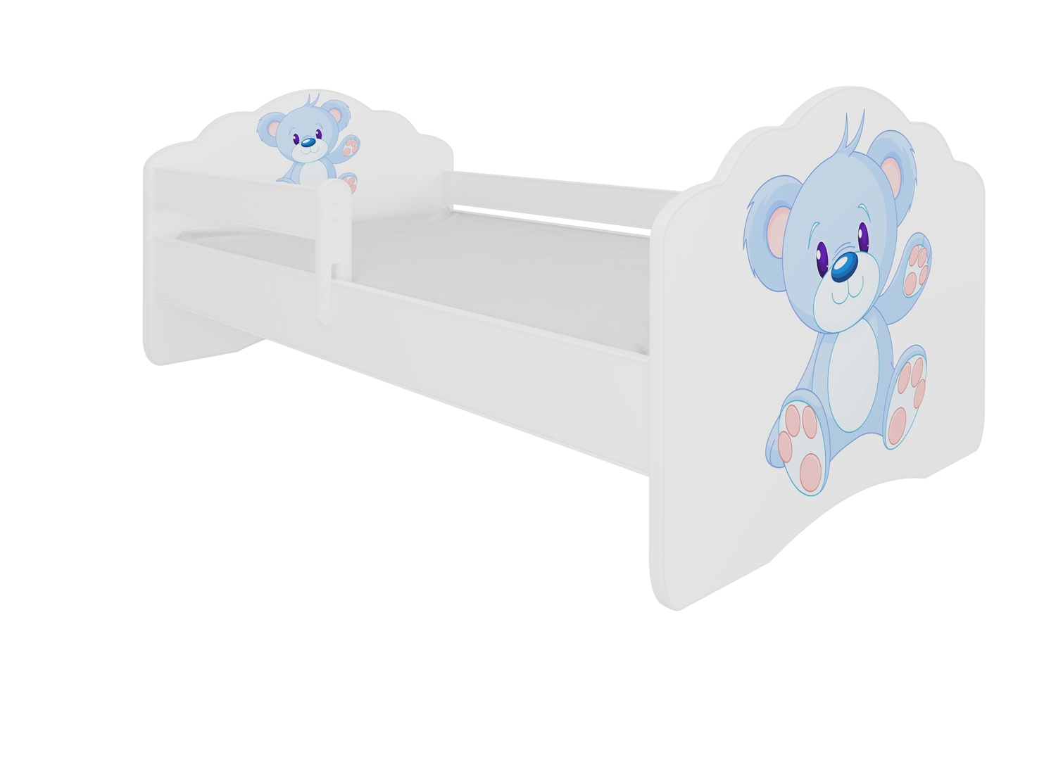 Levně Postel s matrací a zábranou Casimo Blue Bear 160 cm - ADRK FURNITURE