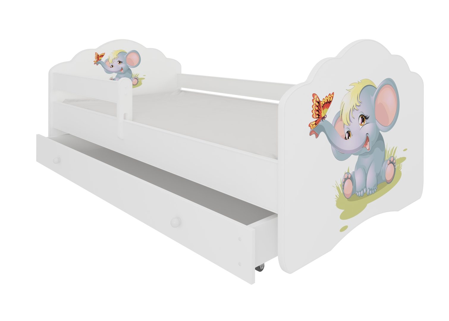 Levně Postel s matrací, zábrankou a zásuvkou Casimo Elephant 140 cm - ADRK FURNITURE