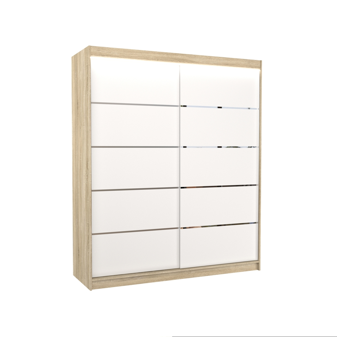 Levně Šatní skříň s posuvnými dveřmi Spectra 180 s osvětlením - ADRK FURNITURE