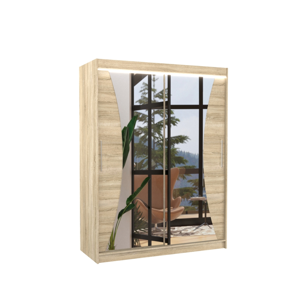 Levně Šatní skříň Max 150 se zrcadlem a osvětlením - ADRK FURNITURE