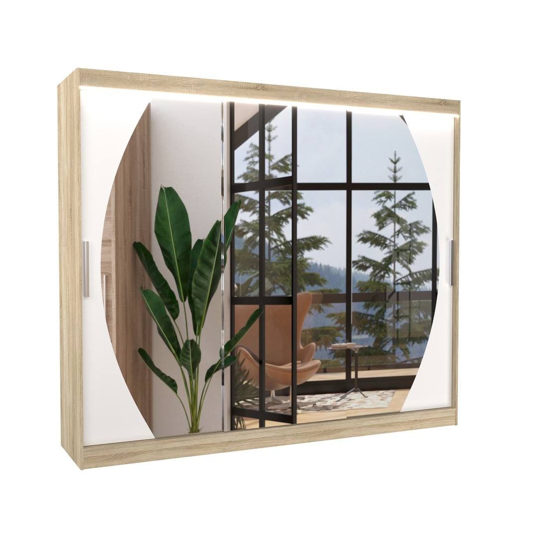 Levně Šatní skříň s osvětlením Cambe 250 cm - ADRK FURNITURE