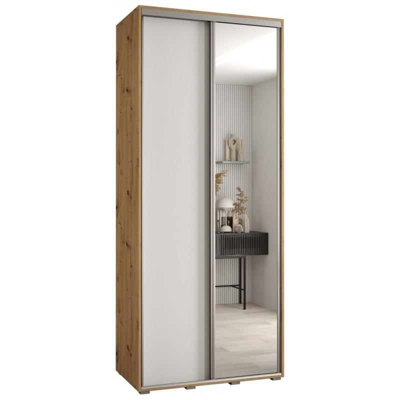 

Vysoká šatní skříň s posuvnými dveřmi a zrcadlem Davos 3 100, hloubka 45 cm, výška 235,2 cm - Abiks Meble