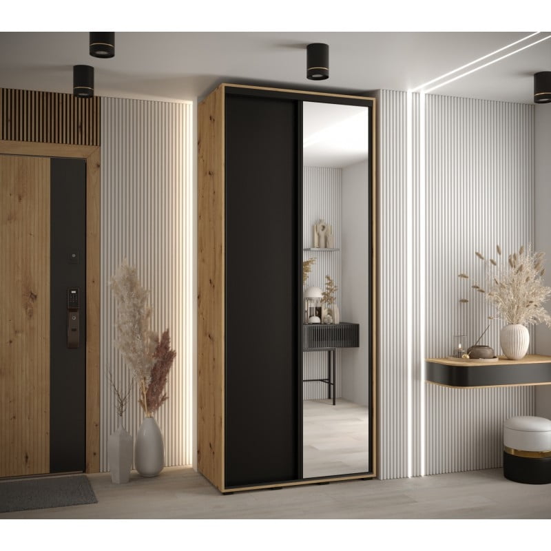 

Šatní skříň s posuvnými dveřmi a zrcadlem vysoká Davos 3 120 hloubka 45 cm - Abiks Meble