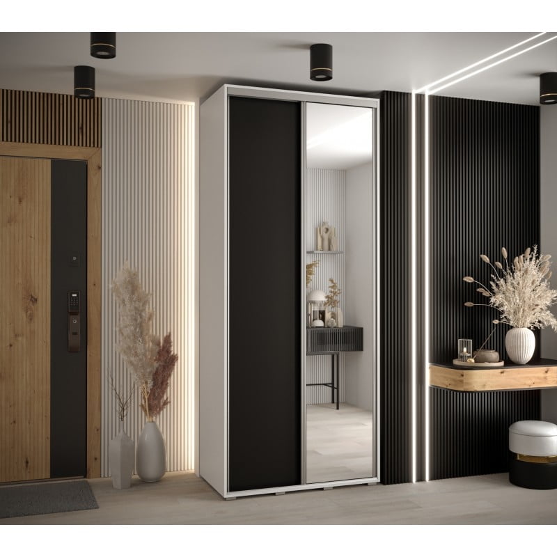 

Šatní skříň s posuvnými dveřmi a zrcadlem vysoká Davos 3 120 hloubka 45 cm - Abiks Meble