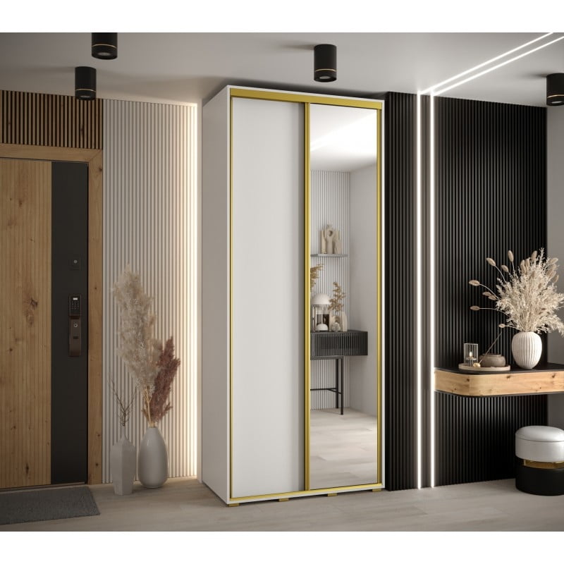 

Šatní skříň s posuvnými dveřmi a zrcadlem vysoká Davos 3 120 hloubka 45 cm - Abiks Meble