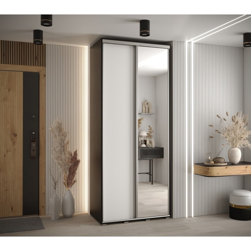 

Šatní skříň s posuvnými dveřmi a zrcadlem vysoká Davos 3 120 hloubka 45 cm - Abiks Meble