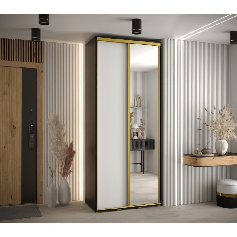 

Šatní skříň s posuvnými dveřmi a zrcadlem vysoká Davos 3 120 hloubka 45 cm - Abiks Meble
