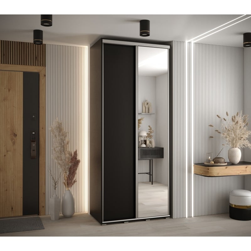 

Šatní skříň s posuvnými dveřmi a zrcadlem vysoká Davos 3 120 hloubka 45 cm - Abiks Meble