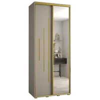Skriňa s posuvnými dverami so zrkadlom Dakota 13 120 cm 45 cm hĺbky Sivá Žltá