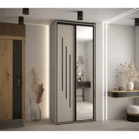 Skriňa s posuvnými dverami so zrkadlom Dakota 9 100 cm 60 cm hĺbky Sivá Čierna