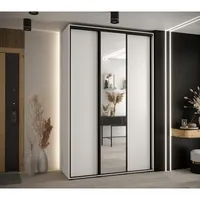 Skriňa s posuvnými dverami so zrkadlom 160 45 Cannes 3 Biela Čierna