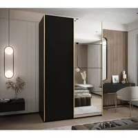 Skriňa s posuvnými dverami so zrkadlom Lux 3 160 Čierna
