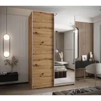 Skriňa s posuvnými dverami so zrkadlom Lux 3 160 Svetlohnedé drevo Sivá