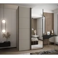 Skriňa s posuvnými dverami so zrkadlom Lux 3 160 Sivá Čierna