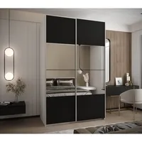 Skriňa s posuvnými dverami so zrkadlom Lux 4 160 Biela Čierna