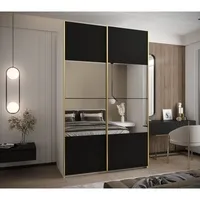 Skriňa s posuvnými dverami so zrkadlom Lux 4 160 Biela Čierna