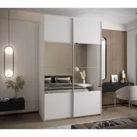 Skriňa s posuvnými dverami so zrkadlom Lux 4 160 Biela