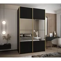 Skriňa s posuvnými dverami so zrkadlom Lux 4 160 Čierna